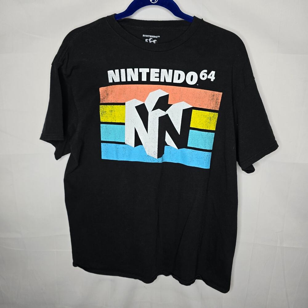 Nintendo 64 N64 Graphic T-Shirt Black Retro Gaming Logo Tee Size Large